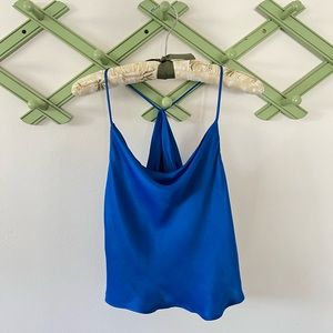 Zara Cowl Neck Open-Back Blouse in Small